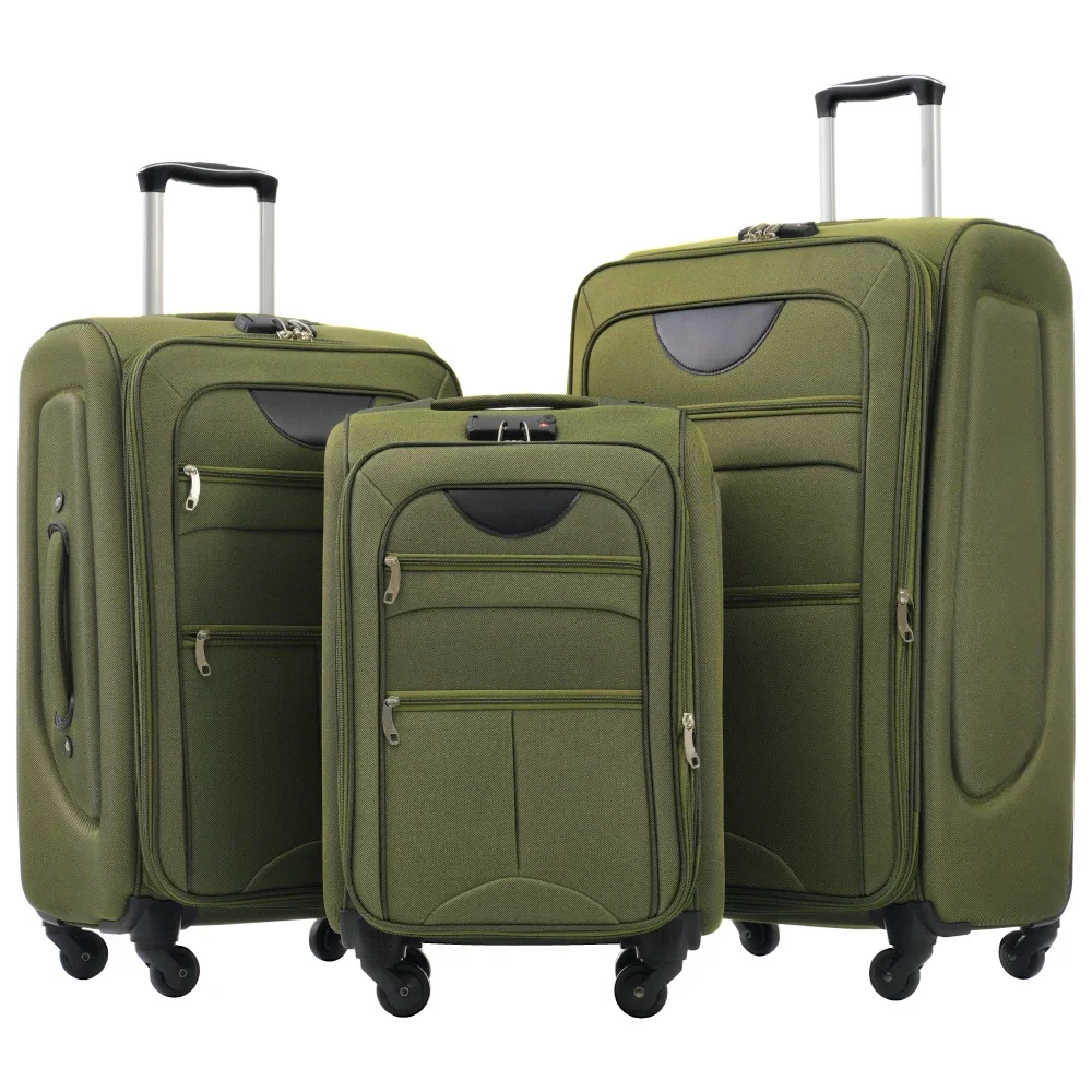 

3PCS Softside Expandable Luggage Set Lightweight Upright Suitcase with 360° Spinner Wheels Travel Luggage Set 22/26/30 Inch