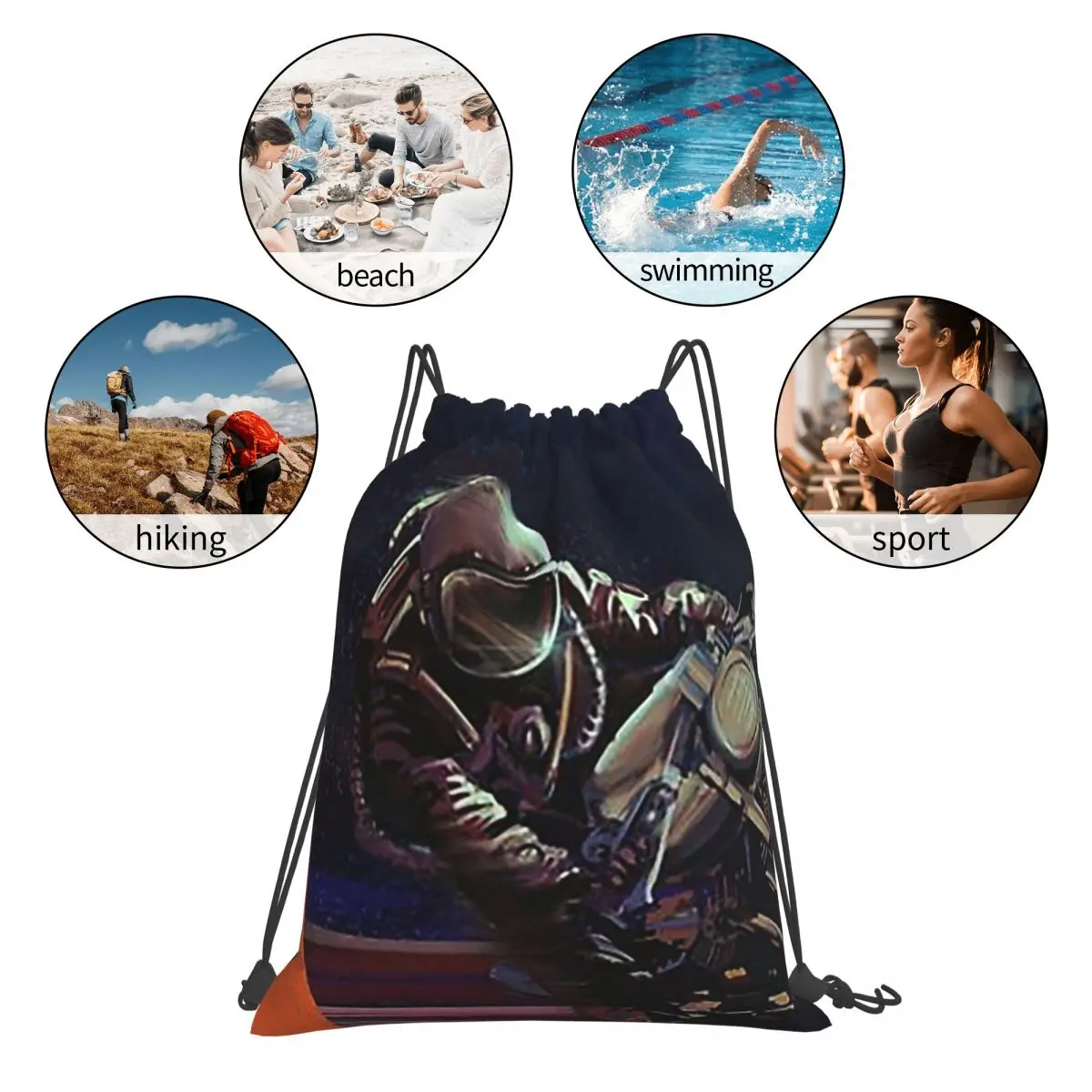 Cosmic Cafe Racer Backpacks Multi-function Portable Drawstring Bags Sports Bag Book Bags For Travel Students