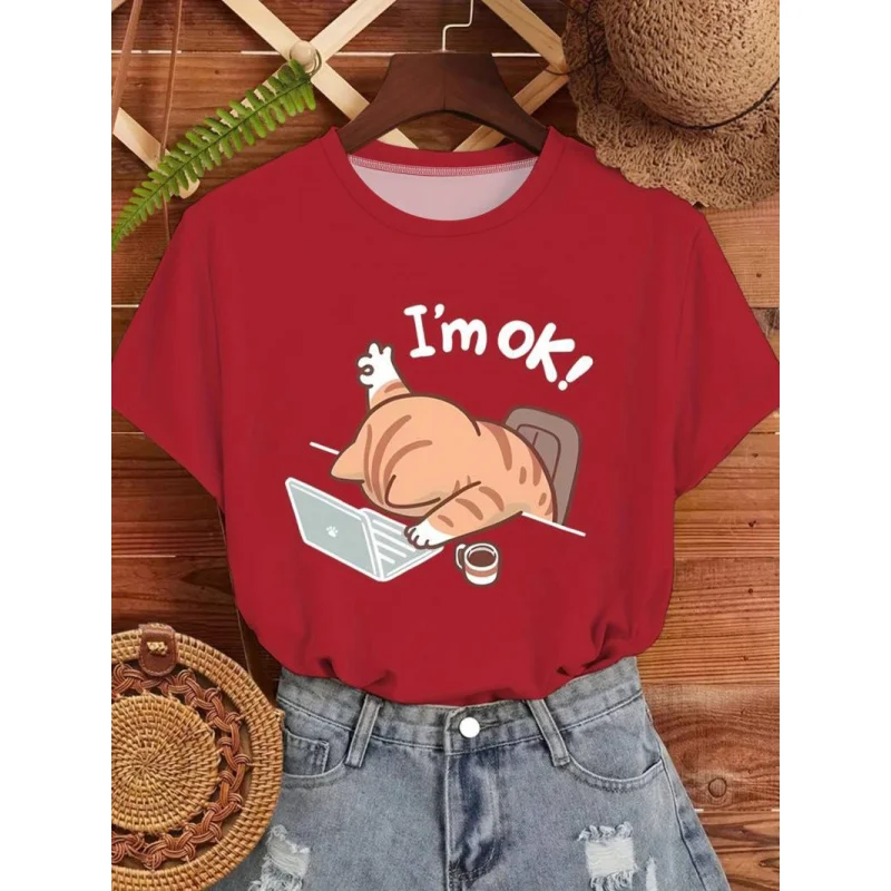 

European and American Style Round Neck Short Sleeve3DLetter pattern print summer new styleTWomen's Shirt