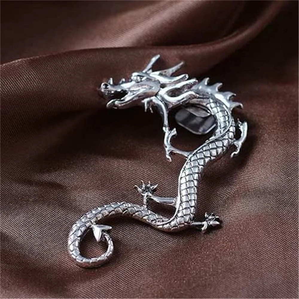 Wu\'s2022 New Dragon Ear Clips Retro Punk Jewelry Accessories Earrings Men and Women Clip Ear Clips Earrings Without Ear Holes Me