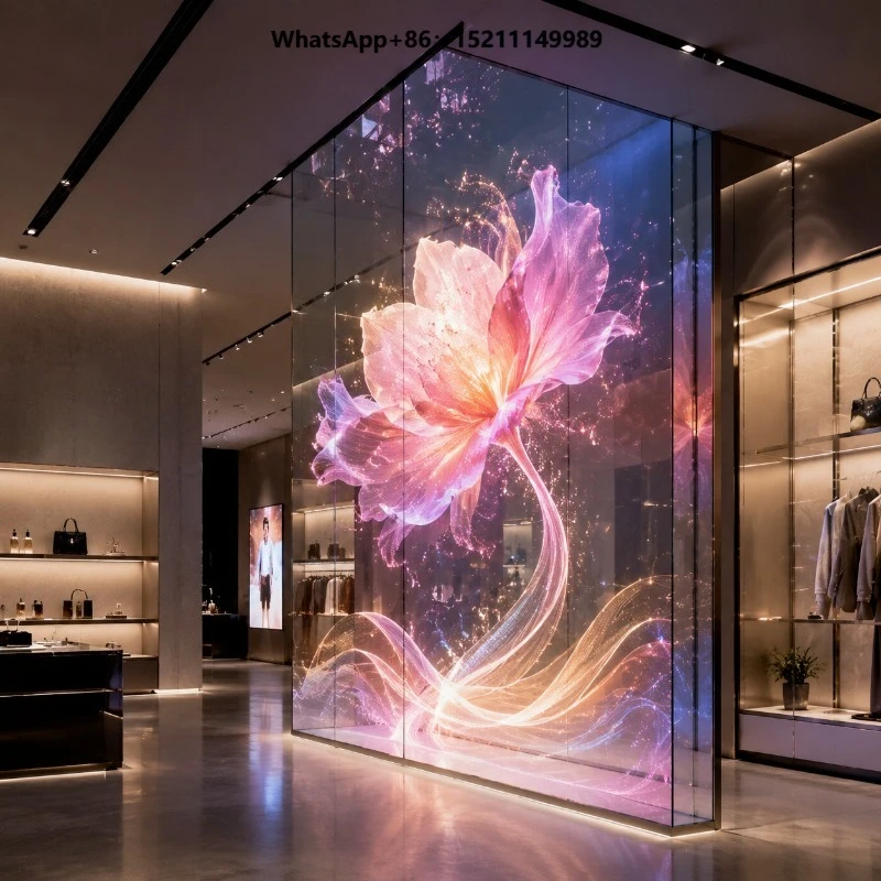DDW Transparent LED Screen Flexible Film Rollable Display Storefront Commercial Window Advertising Easy Installation P6-P10