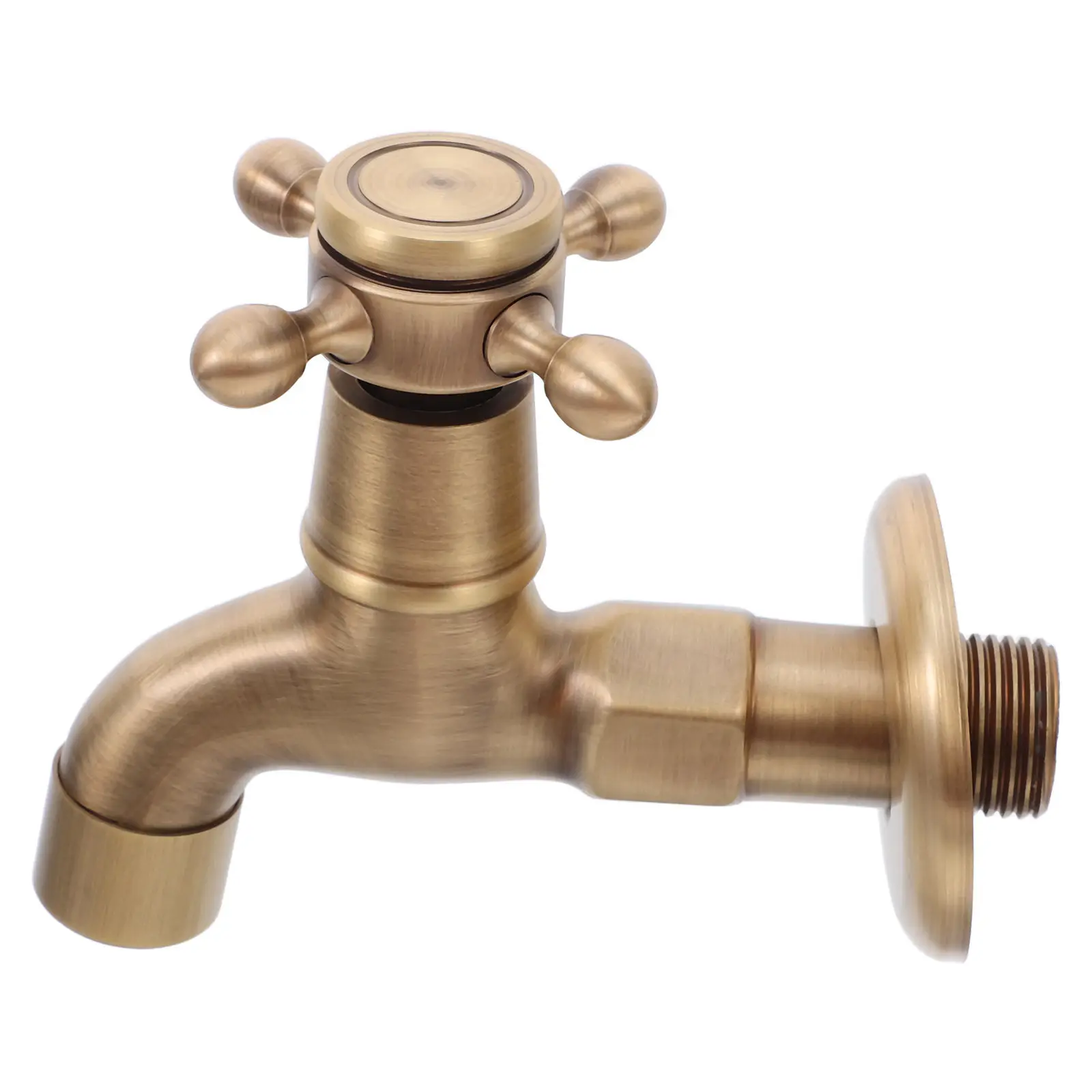 Brass Water Tap Vintage Wall Mounted Kitchen Sink Faucet Ceramic Disc Leakproof Basin Fixture