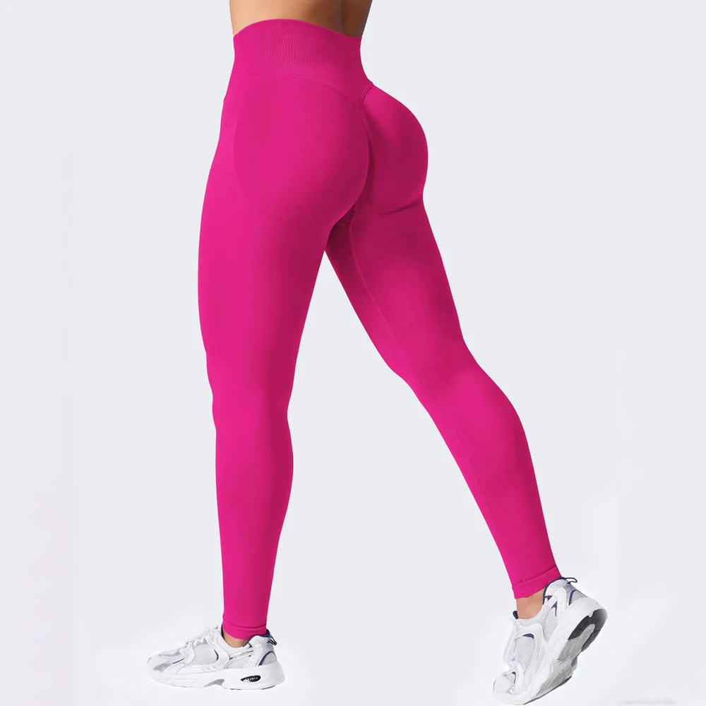 New Leggings Women Scrunch Seamless Yoga Leggings Gym Sports Pants Low Ribbed Band High Stretch Fitness Outfit Workout Tights
