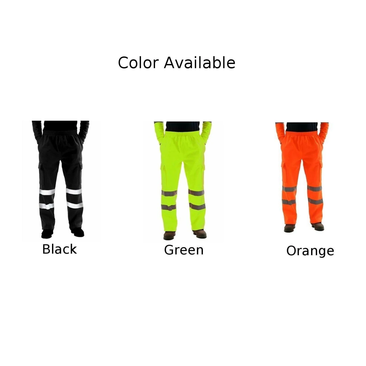 Men\'s Safety Sweat Pant Hi Vis Trousers High Visibility Bottoms Workwear Reflective Tape Safety Pants Multi-Pockets Work Trouser