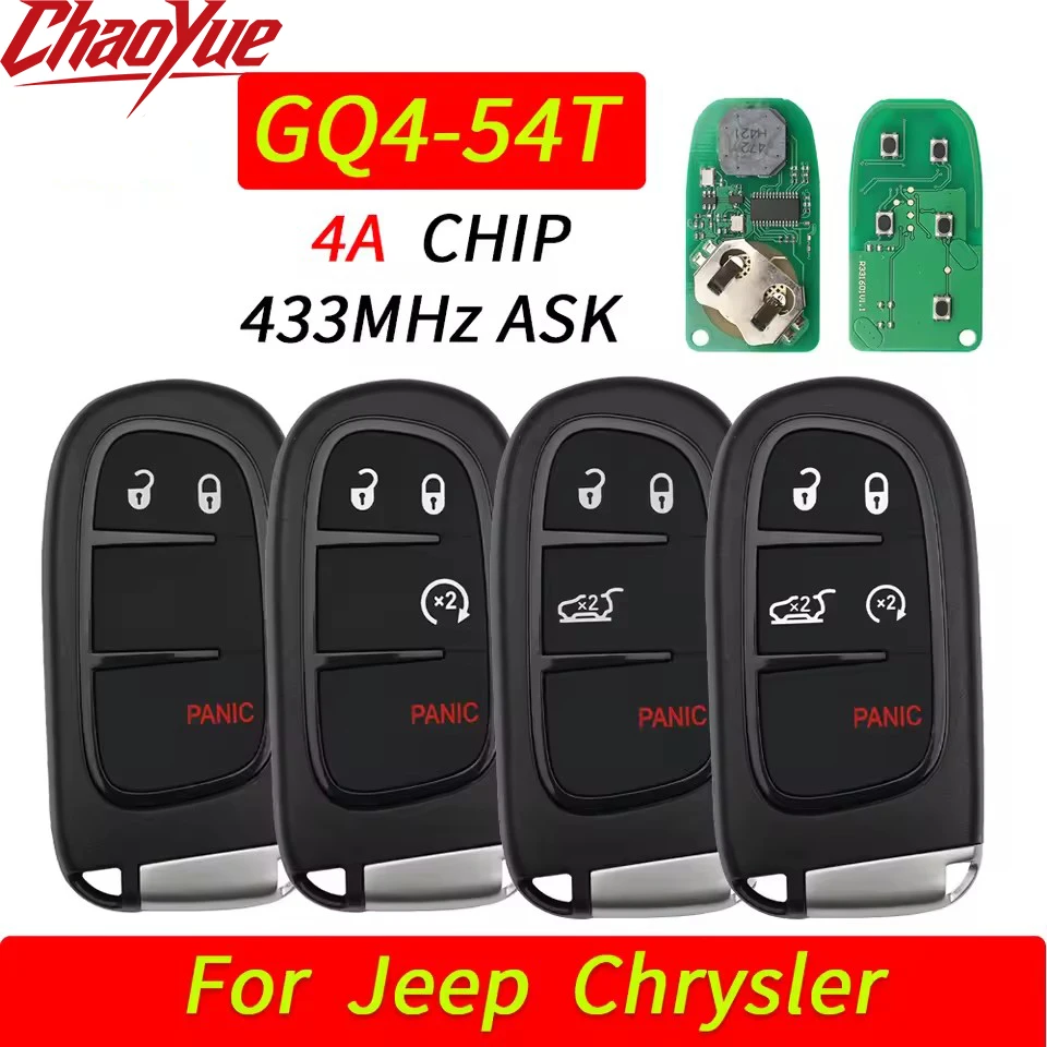ChaoYueGQ4-54T ID46Chip 433MHz Proximity Smart Car Remote Key Fob For Dodge Ram 1500 2500 3500 2014-2018 Vehicle Keyless Go Keyo