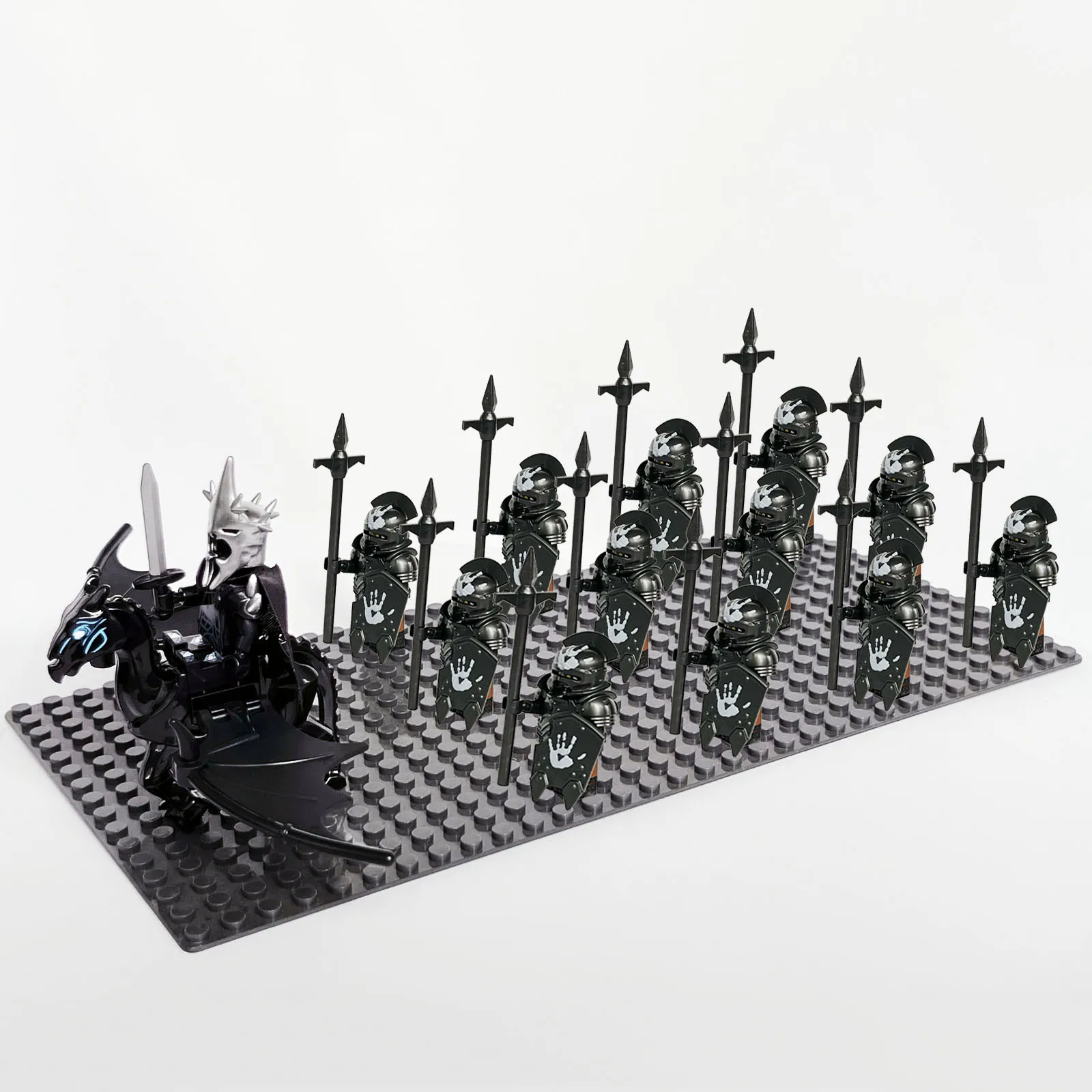 13pcs Medieval Soldiers Lord Sauron Witch-king of Angmar Shadow Orcs Strong Uruk-hai Minifig Building Block Toys for Kids