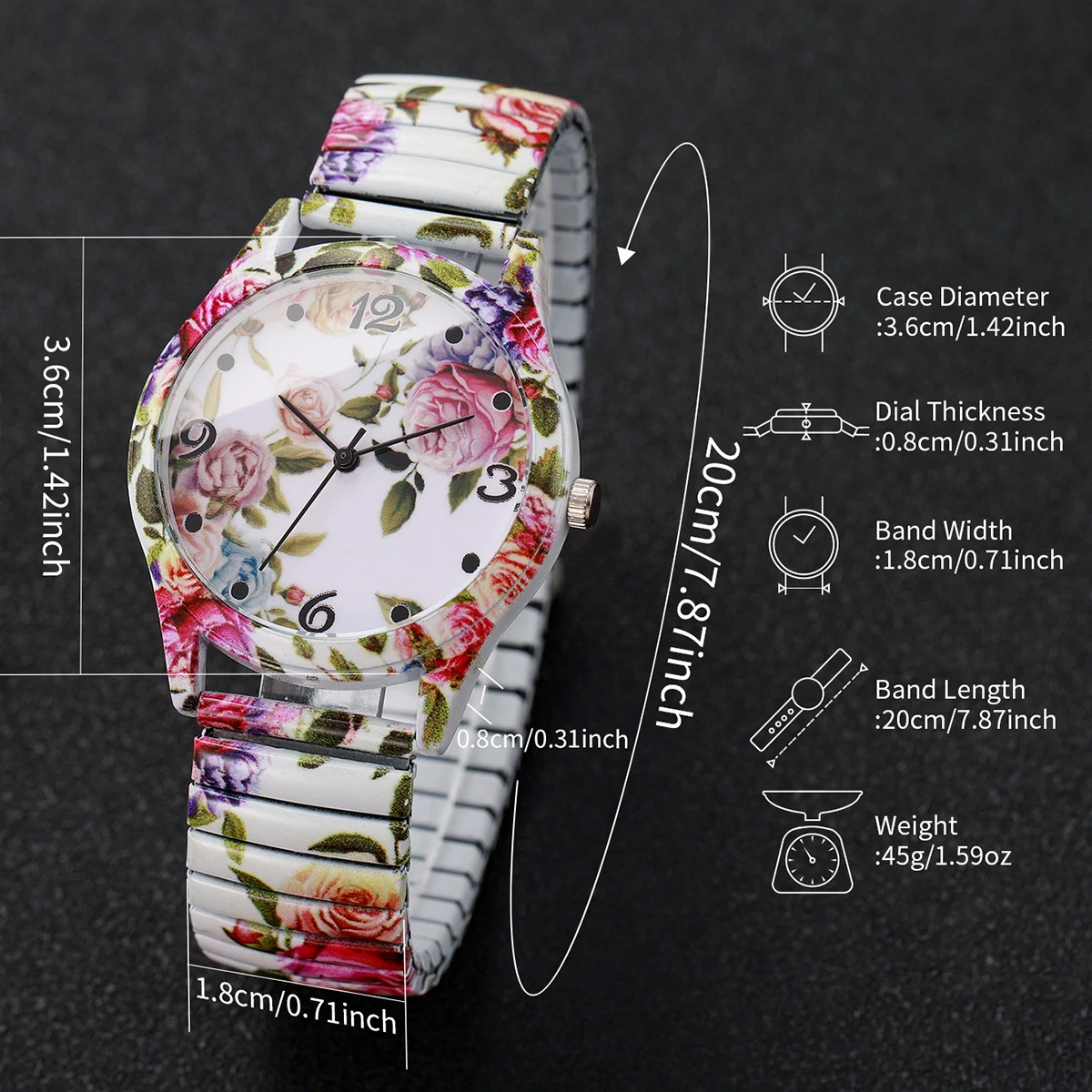 1pcs Women's Gift Printed Watch Fashion Casual Digital Scale Dial Trendy Temperament Elegant Quartz Watch ( Box Not Included)
