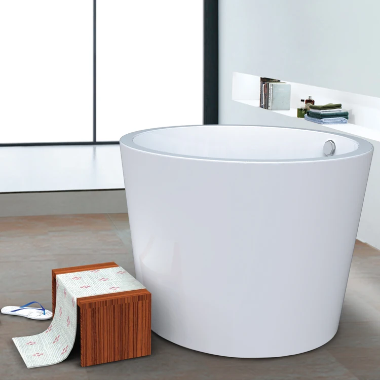 

&c Modern Small Deep Bathtub with Seat Soaking Indoor Tub for Hotels Includes Drainer Accessory