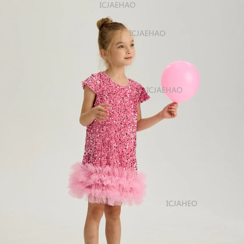 

Праздничное платье для девочек 2026: нарядное платье принцессы с пайетками для конкурсов, свадеб, выступлений, дня рождения, для девочек-цветочниц, для торжественных мероприятий