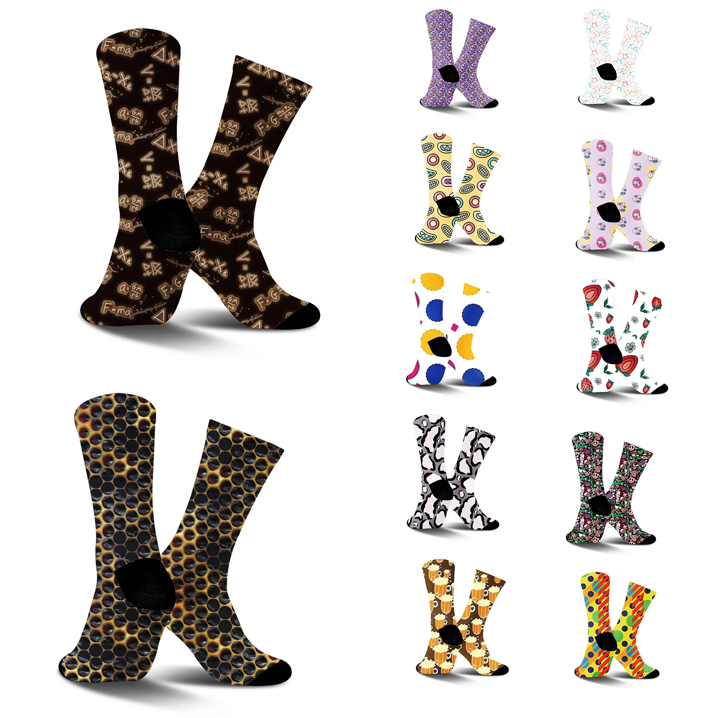 

Разноцветные аэрозольные велосипедные носки: унисекс, дышащая ткань, городские узоры, быстродействующие, модные.