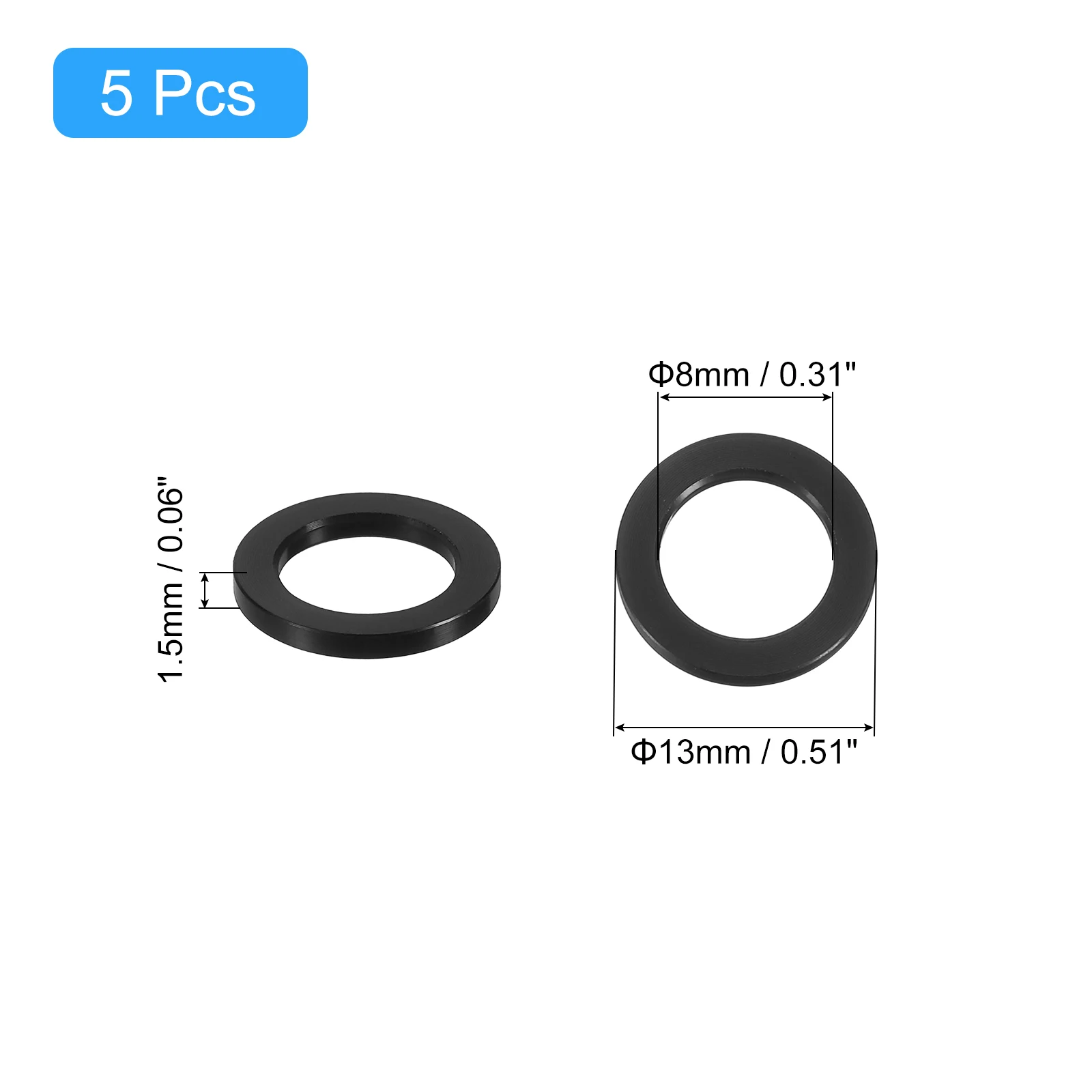 Uxcell 5/10/15pcs M4 M8 M10 Titanium Flat Washer Metric Flat Washer Fasteners kit Washers Rings Black