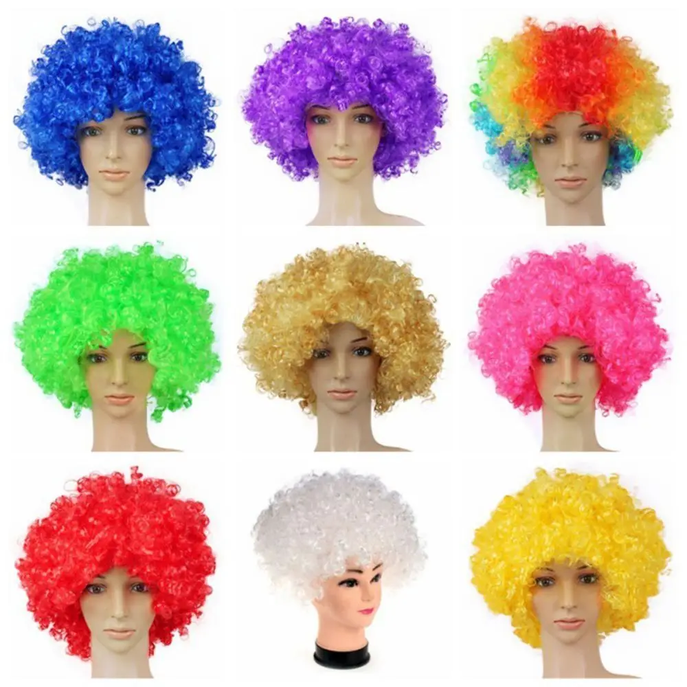 Rainbow Fancy Party Football Fans Wigs Adult Kids Clown Props Cosplay Hairs Costume Party Synthetic Wigs Funny Wig