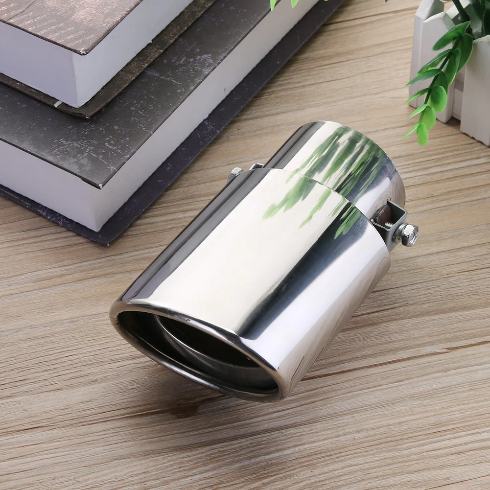 Universal Exhaust Pipe Tail Stainless Steel Car Muffler Tip Chrome Round Exhaust Tail Muffler Noise Reduction Car Accessories