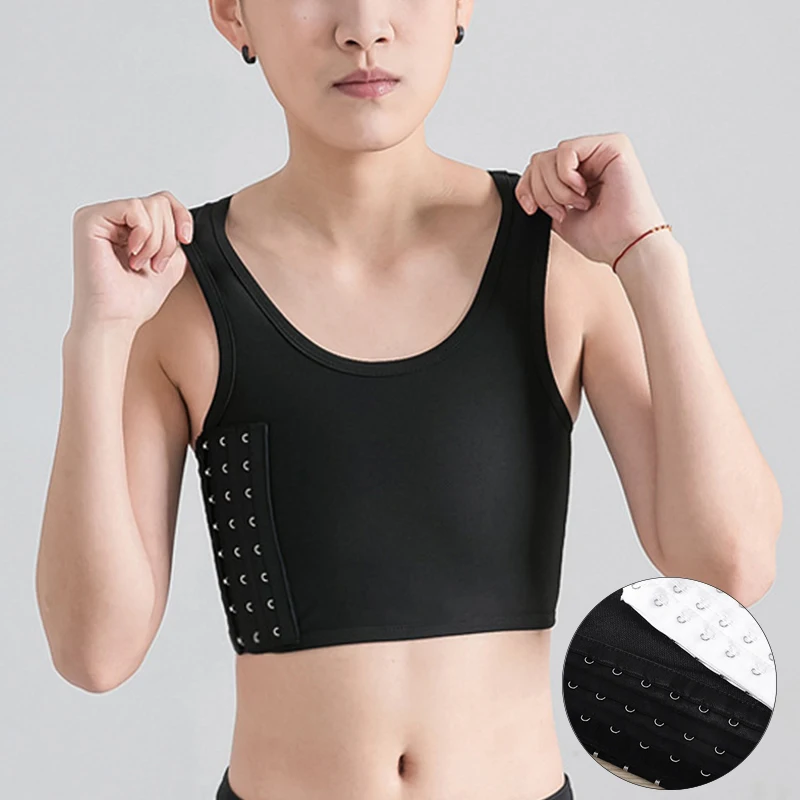 Women Breathable Short Vest Tops Chest Breast Binder Side Buckle Underwear Tank Tops Wireless Chest Wrap Bandage