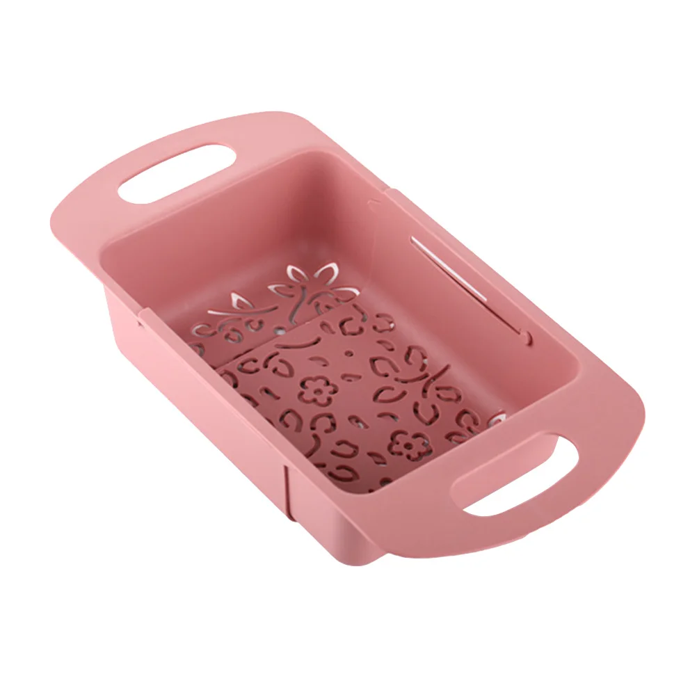 

Collapsible Drain Basket Kitchen Sink Colander Strainer for Vegetables Fruits Nordic Pink Foldable Draining Basket Space-Saving