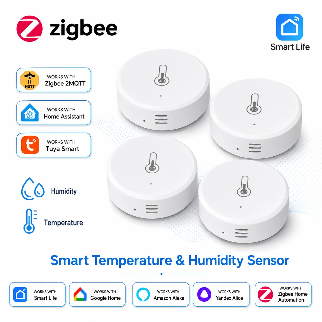 ZigBee Temperature Humidity Sensor Remote Monitoring Hygrometer,Zigbee Home Automation,For Alexa Google Yandex Home Assistant