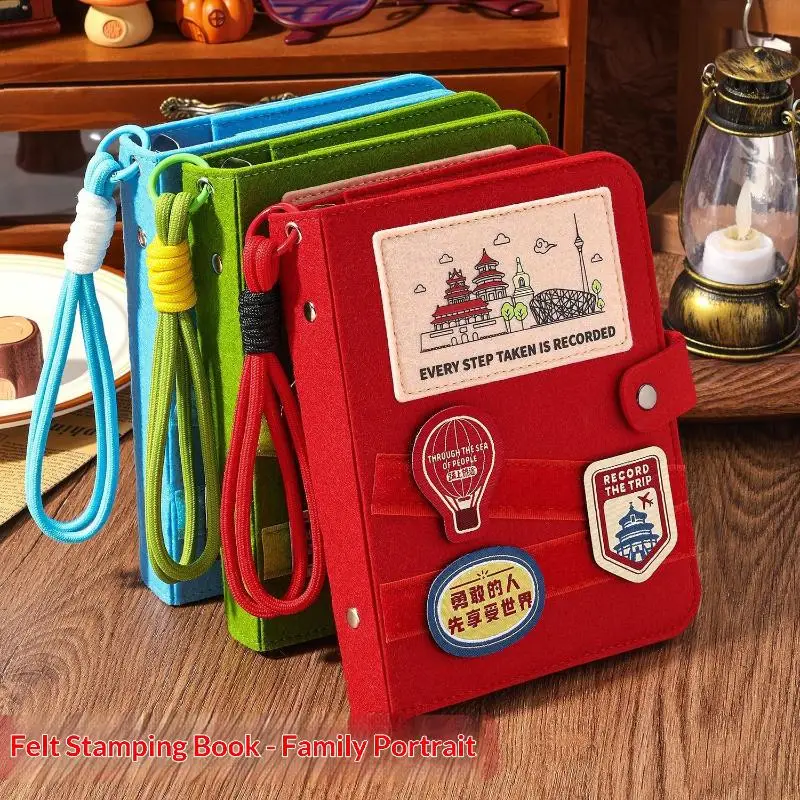 Felt Travel Stamp Book Scenic Spot Check-In Creative Notebook Beautiful Souvenir Stamp Card Book Blank Inside Pages