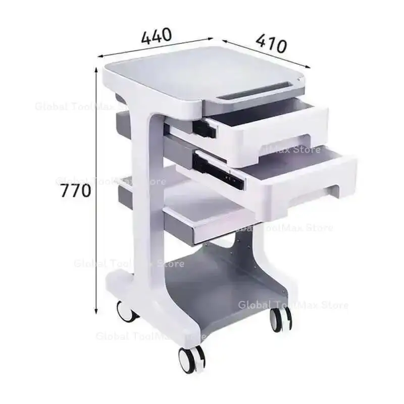 High-end Silent Salon Trolley Cart Dental Clinic Organizer Cart with Wheels Minimalist Beauty Salon Trolley with Drawer Storage