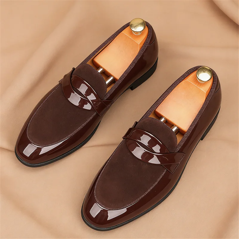 Fashion Designer New Suede Leather Slip On Shoes For Men Penny Loafter Wedding Dress Prom Homecoming Shoes Zapatos Hombre