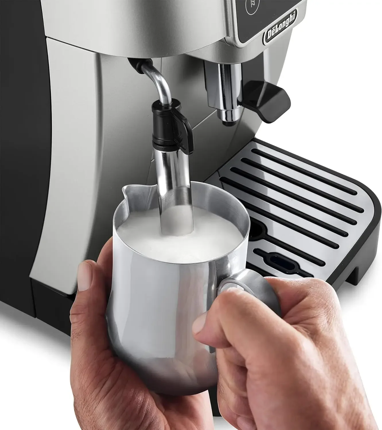 Machine à expresso automatique à démarrage par Magnifica, mousse de lait manuelle, argent, livraison gratuite