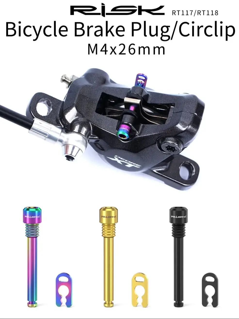 Risque 2 pièces M4x26mm bouchon de frein de vélo/Circlip pince de frein à disque vis de fixation vtt vélo bouchon en alliage de titane