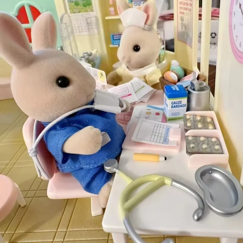 Sylvanian Families Clinique Ensemble Anime Figure Kawaii Enfants Ensemble Pour Jouer Maison Jouets Cadeau D'anniversaire Pour Enfants Jouets Pratique Cadeaux