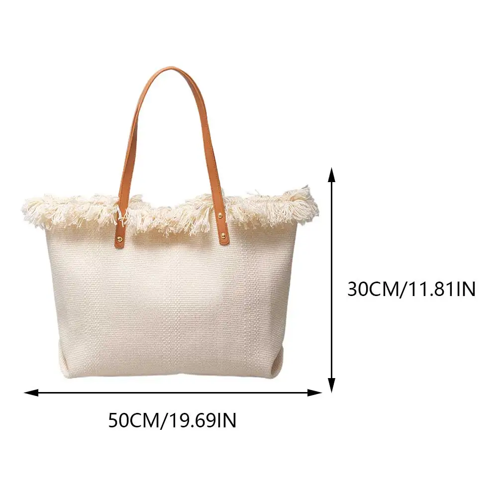 Bolsa de compras portátil com pendão para mulheres, bolsa de ombro simples, grande capacidade, bolsa casual, bolsa diária feminina