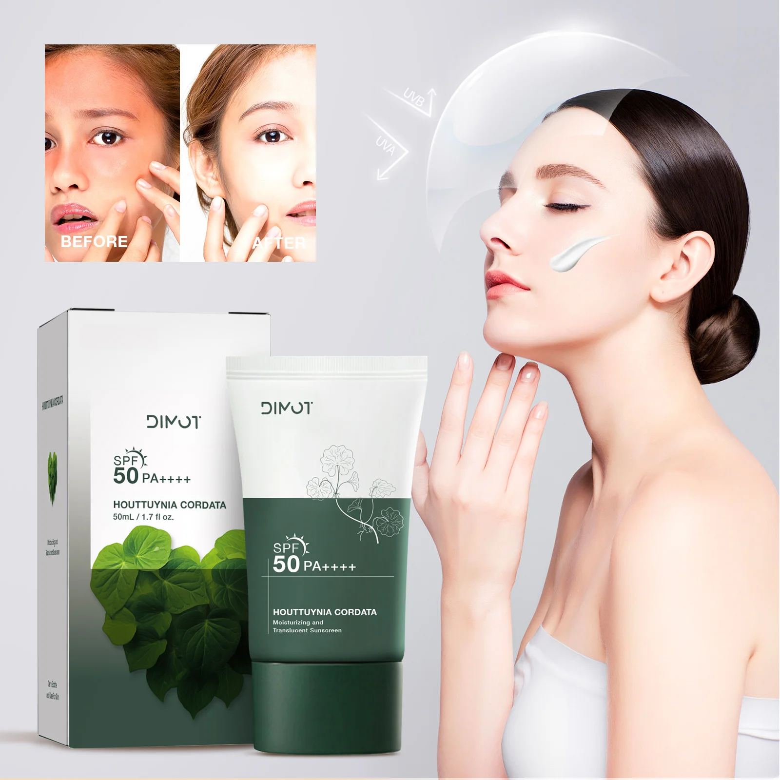 

Sunscreen SPF50 UV Blocking Anti-Melting Soft Moisturize Isolation Waterproof Sweatproof Zero Viscos Quickly Film-forming 50ML