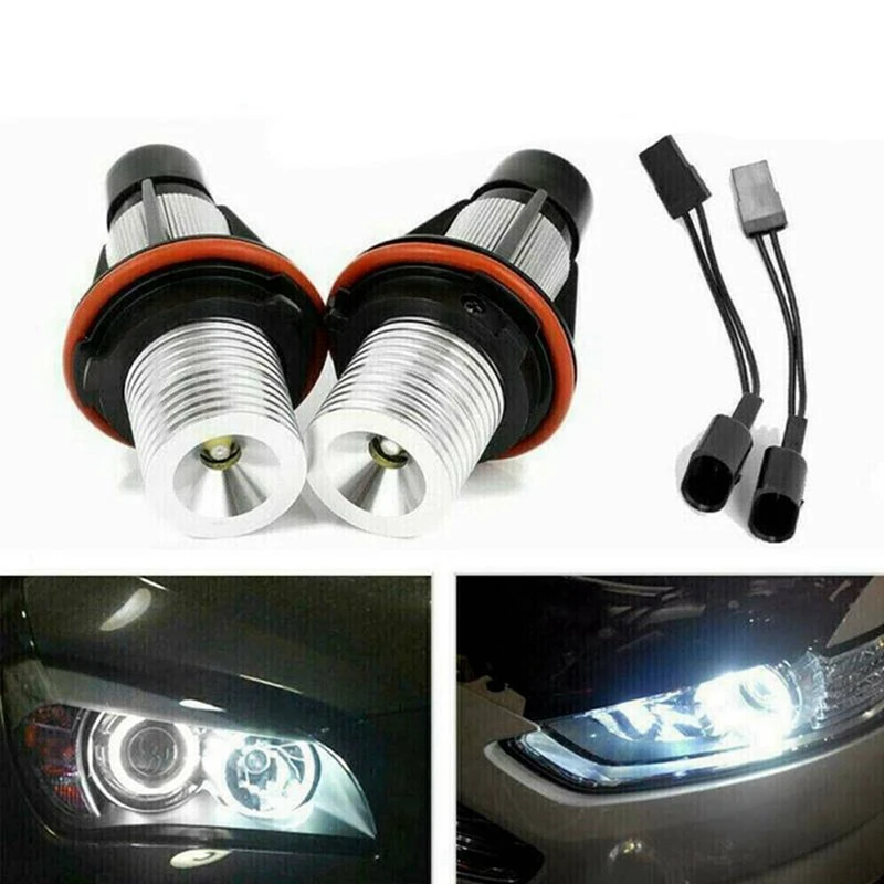 2Pair 8000K White LED Angel Eye Marker Halo Light Bulbs Lamps For-BMW E39 E53 E60 E63 E64 E66 E87 5 6 7 X3 X5