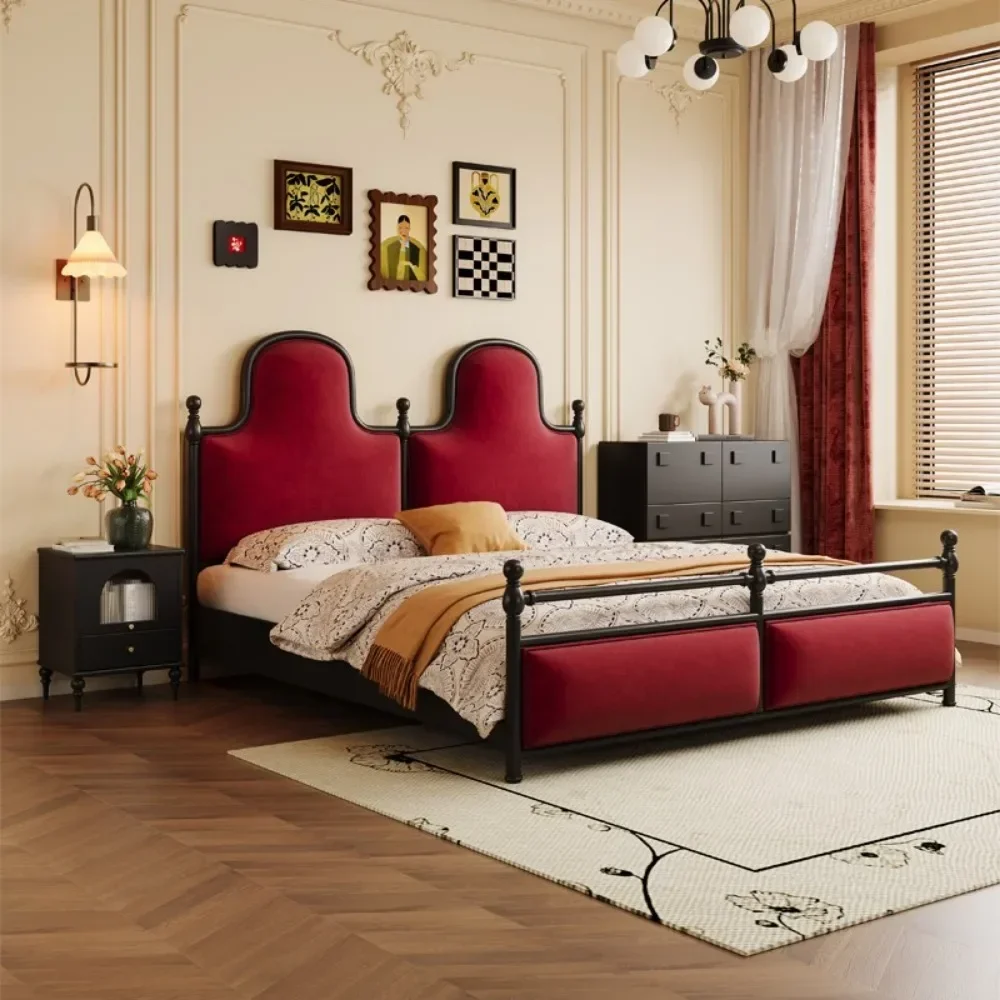 

Hot salesStyle Vintage 180x200cm Bed Master Bedroom Organizer Bedroom Princess Double Bed Storage Full Lit Living Room Furniture