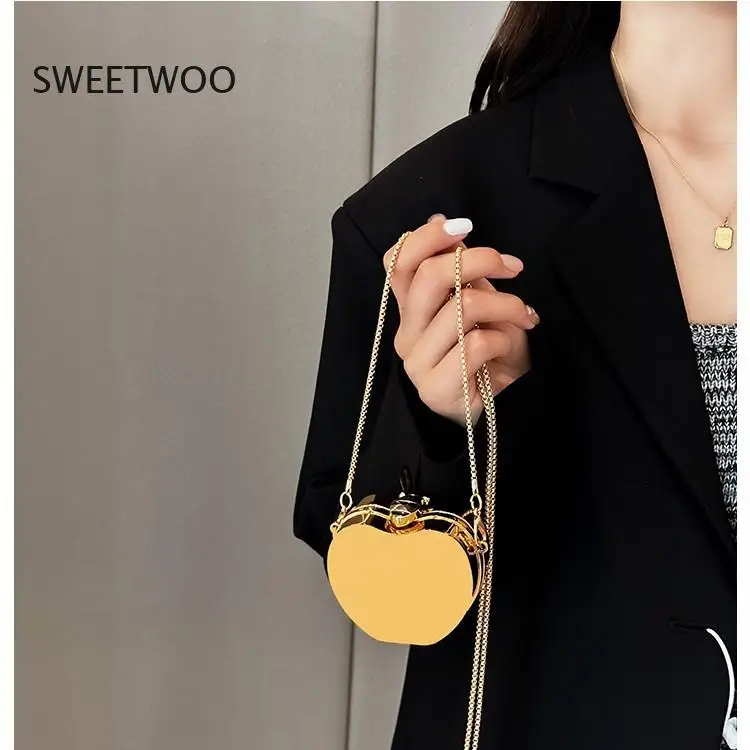 2026 Women Fashion Mini Acrylic Chain Crossbody Bag Cute Geometric Shape Pu Shoulder Purse for Girls Dating