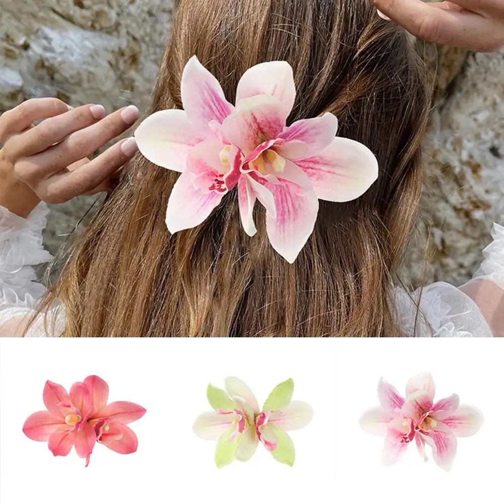 

New Simulated Orchid Hair Clip Fashion Bohemian Bangs Hair Bridal Broken Headwear Clip Clip Side Girl Wedding U7y9