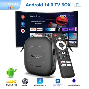 Android14 Voice Control Smart TV Box Mortal T1 WIFI6 Home Theater AllwinnerH313 Bluetooth 4K HDR Netflix YouTube Fast streaming