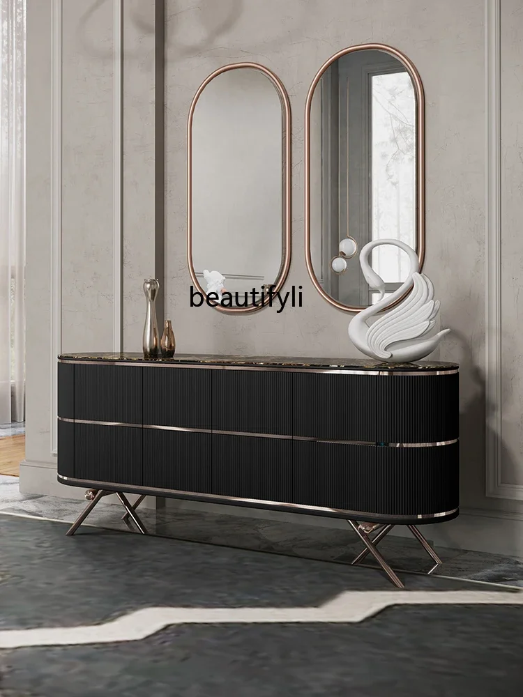 

smt03 Solid Wood Sideboard Light Luxury Household Living Room Storage Cabinet Household Marble Entrance Cabinet