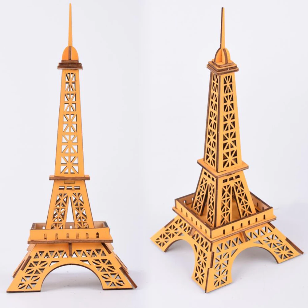 3D Wooden Eiffel Tower Diy Building For Kids Educational Assembly Teaser Game Kids 3D Puzzle Buildings Puzzle