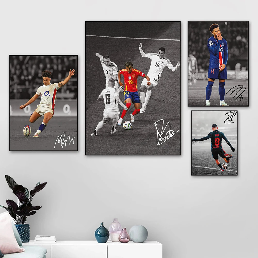 الحديثة شعبية كرة القدم المشاهير رياضي صورة ملصق فني قماش الطباعة جدار صورة فنية غرفة نوم هدية تزيين المنزل