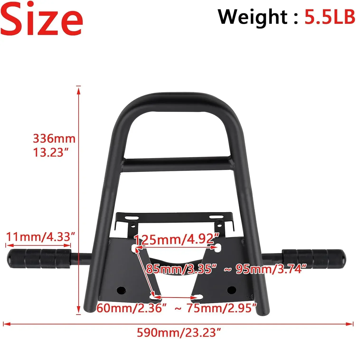 Motorcycle Manned Stunt Luggage Rack in Heavy Iron Compatible with Honda Grom Msx125 SF 2013 2014 2015 2016