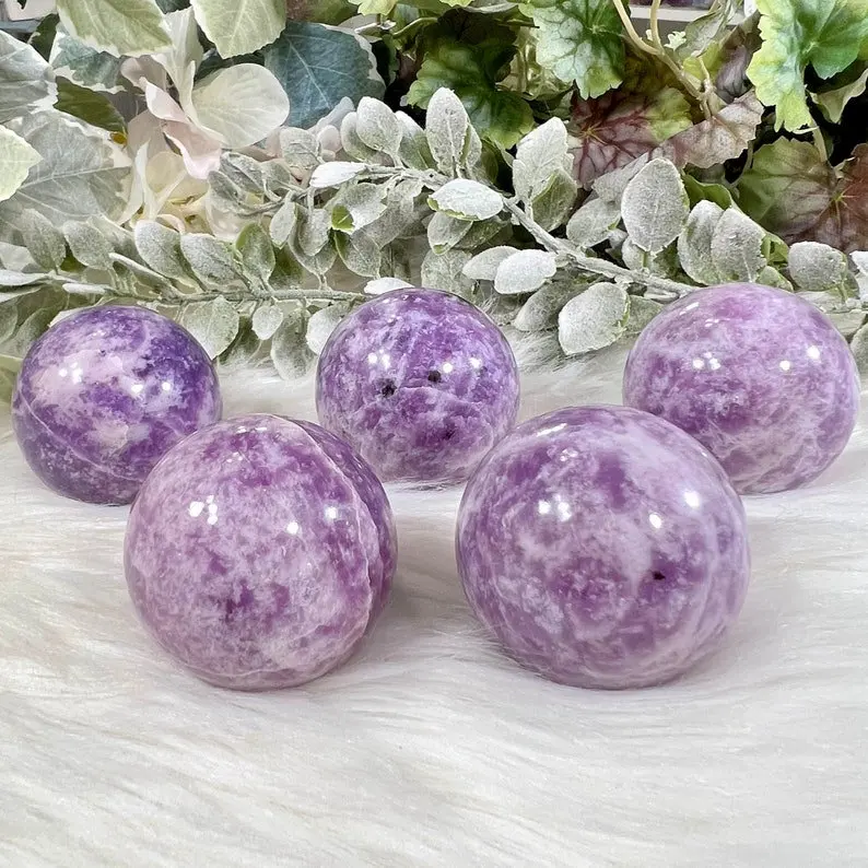 1pc natural Lepidolite Sphere, Healing Crystal Magic Wand, Crystal Creative Gift, For Home Room Decor, Christmas Birthday Gift