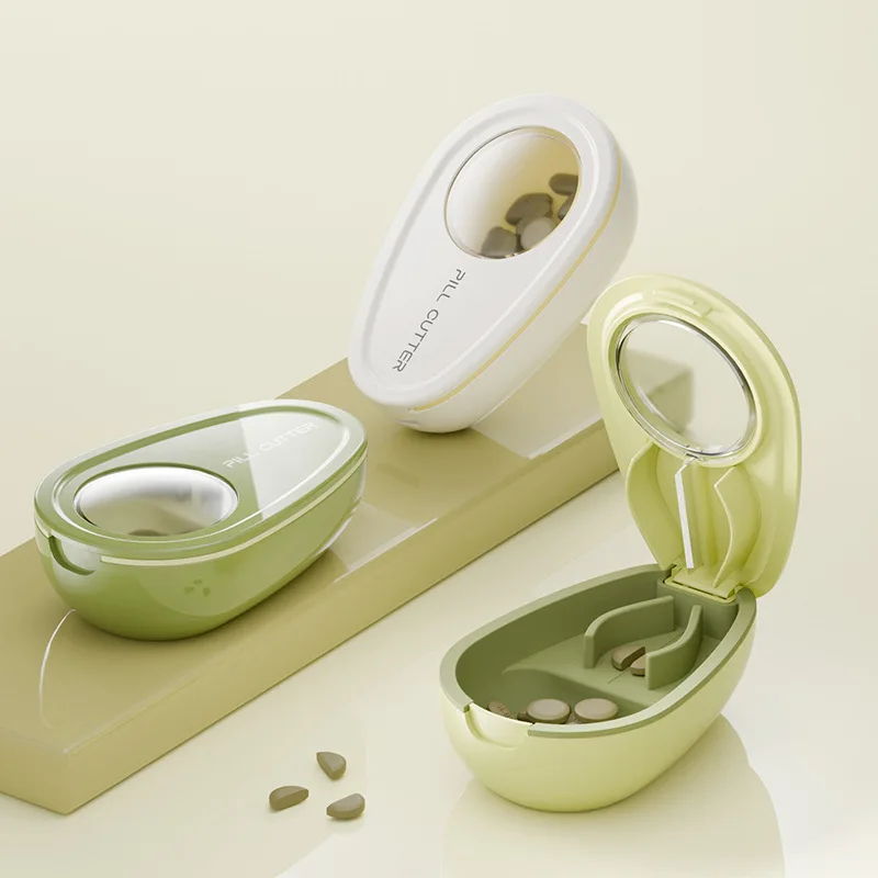 Pill Cutter Tablet Splitter Portable 2-in-1 Tool that Cuts Pills into 1/2 or 1/4 with Small Medicine Box