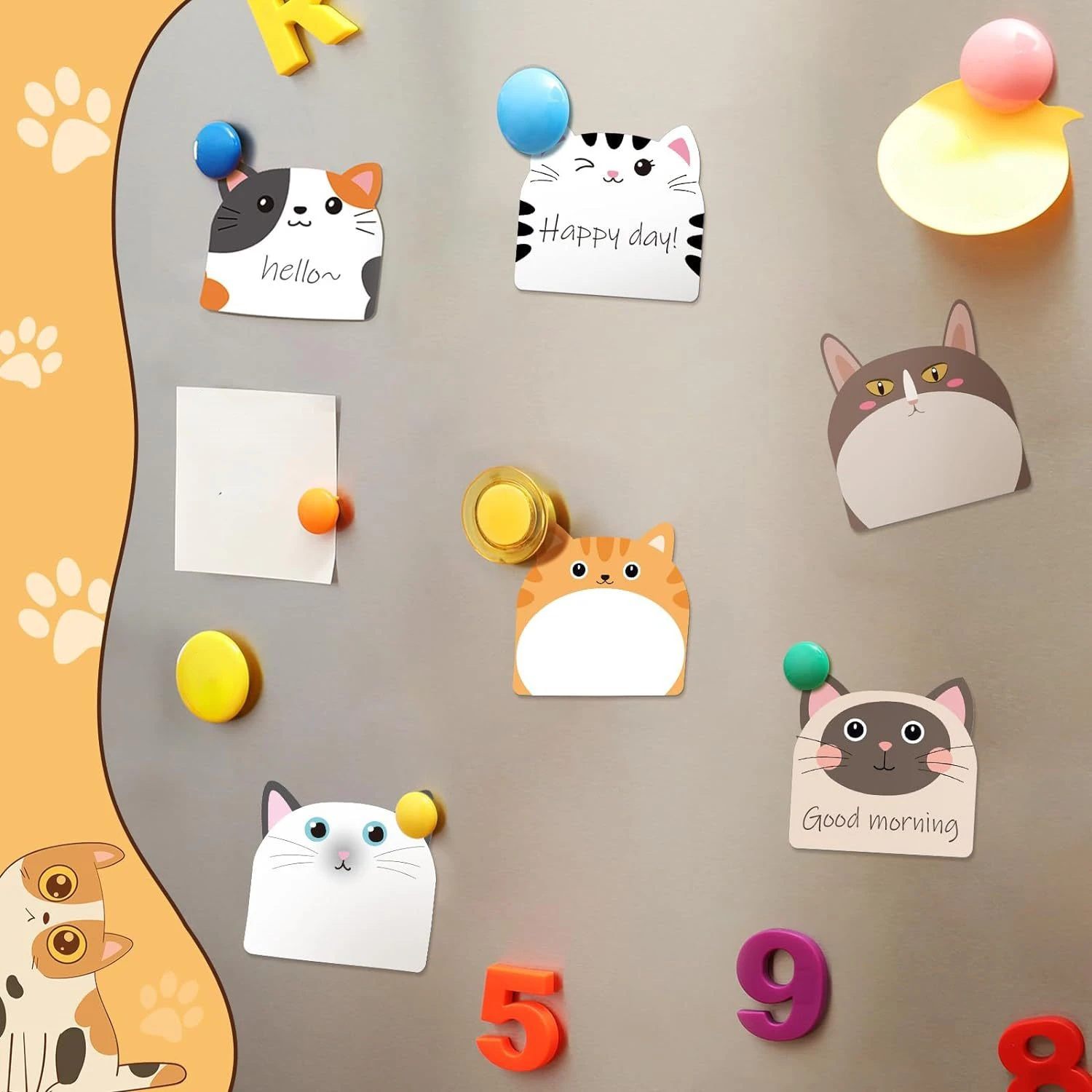 Gato dos desenhos animados Sticky Notes, Kawaii N Times Adesivos, Memorando de Papel, Papelaria Escolar, Material de Escritório, 360 Folhas, 12Pcs