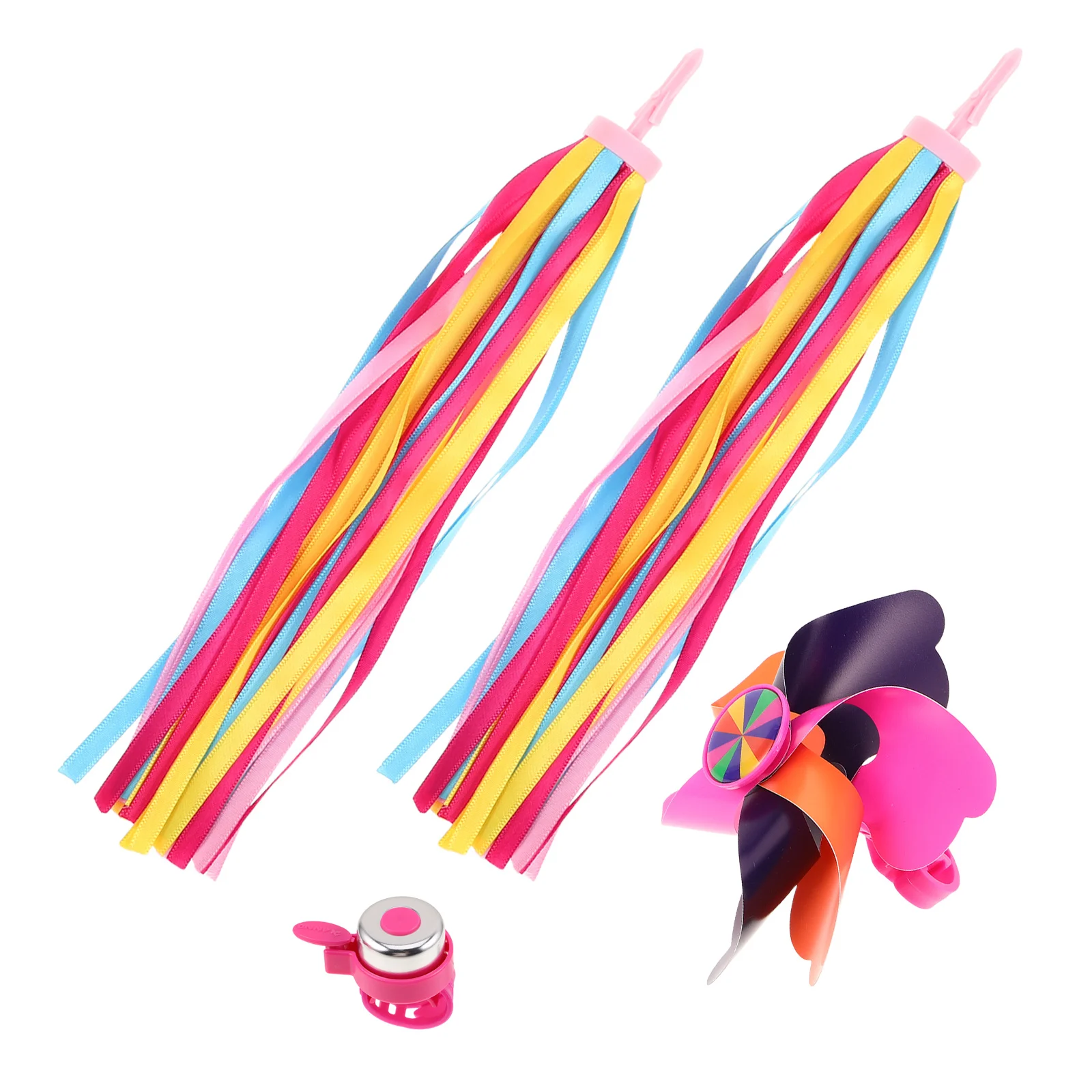 

1Set Bike Accessories Handlebar Streamers Colorful Tassels Bell Quick Install Riding Streamers Bicycle Bell