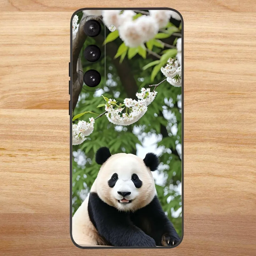 Panda FuBao Phone Case for SamsungS24,S23,S22,S21,S20 Ultra Pro S10,S30Plus,20 Ultra Black Cover