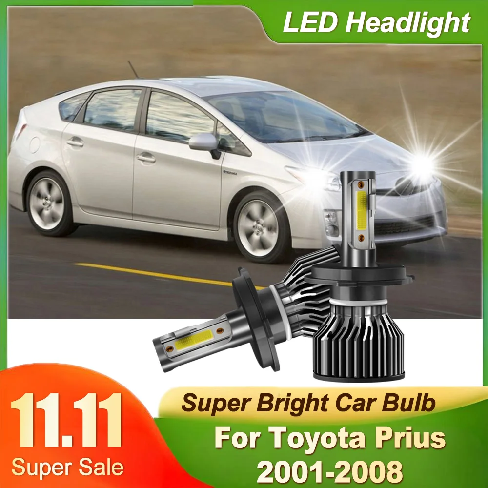 

2PCS Car LED Headlight 6000K White H4 High Low Beam Headlamp 30000LM 300W For Toyota Prius 2001-2008 Plug and Play Car Light