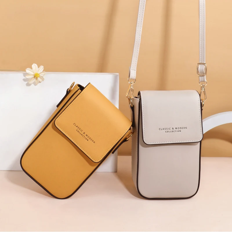 

Women Shoulder Bag 2022 PU Leather Handbag With Card Slot Girl Shopper Fashion Casual Solid Color Multifunction Mobile Phone Bag