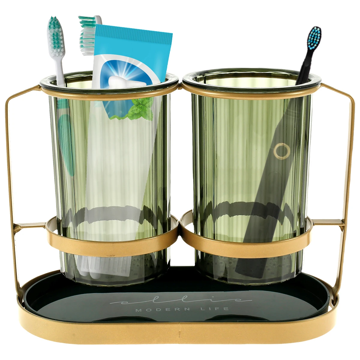 Toothbrush Holder Set for Bathrooms Drainage Utensil Holder Stylish Tooth Brush Stand Detachable Silverware Drying Rack