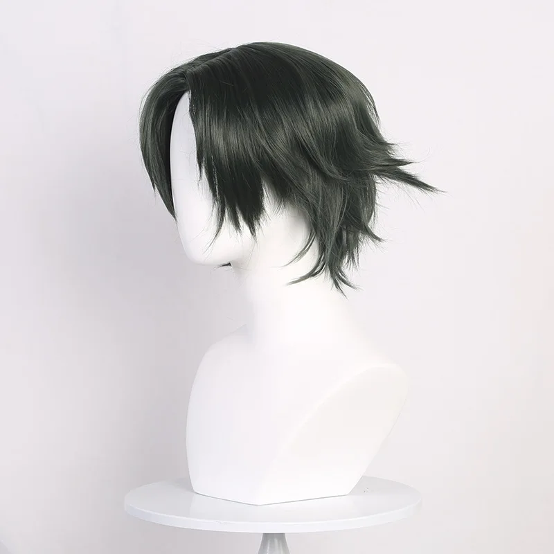 Idol Master Dream Festival ES Kengo Ransui Cosplay Perücke Dunkelgrün Mittelscheitel Kurzes Haar Anime Dream Festival