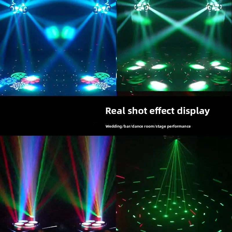 4-Head Tiger Moving Head Light, Full-Color Beam Gobo Stage Lamp for DJ Bar KTV Disco Party