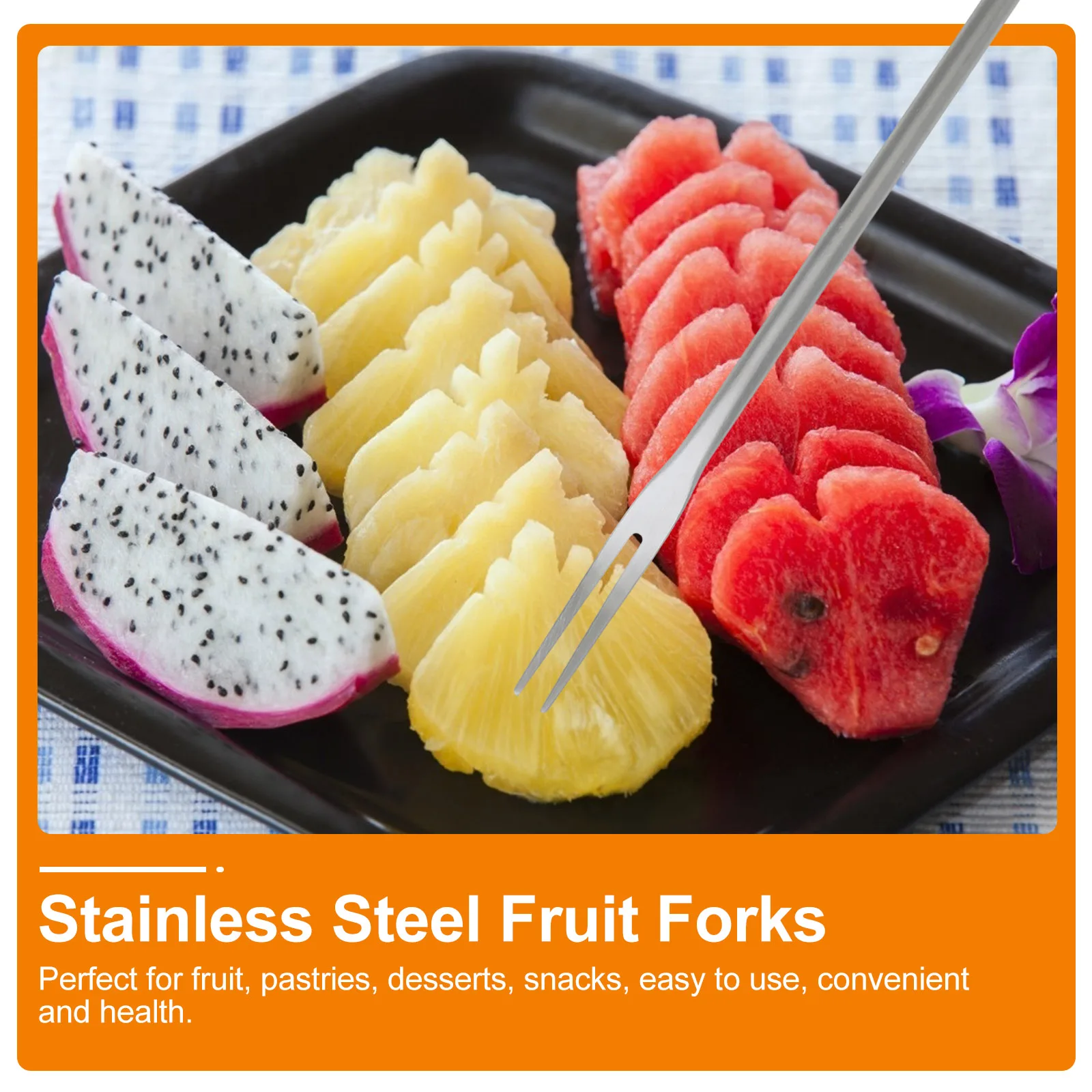 

2 Pcs Fruit Fork Drinks Cake Forks Tool Long Handled Steel Dessert Mother Reusable