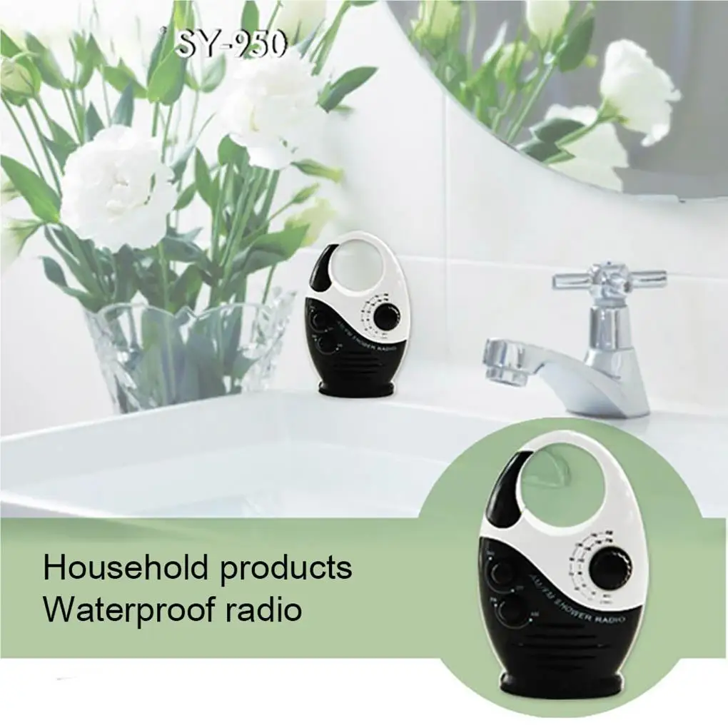 Mini Waterproof Shower Music Hanging Radio Powerful Hi-Fi Speakers Scratch Proof Dustproof Portable Radio Bath Cabin Home