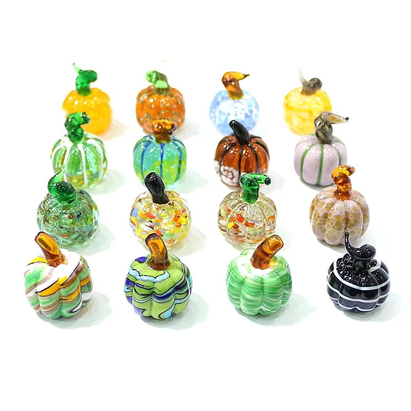 

Halloween Miniature Pumpkin Figurine Glass Ornaments Cute Holiday Party Decoration for Home Table Living Room Decor Accessories
